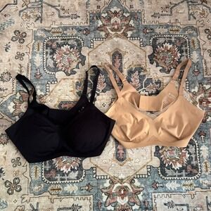 Honey Love Wireless Mesh Panel Bras Bundle Lot of 2 Bras Adjustable Strap 38 B/C